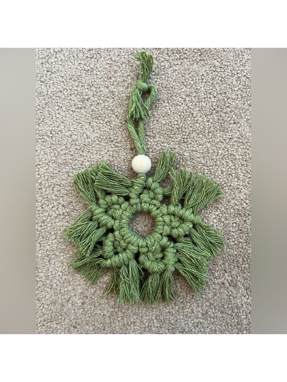 Green Holiday Snowflake Handmade Macramé Christmas Tree Ornament Gift